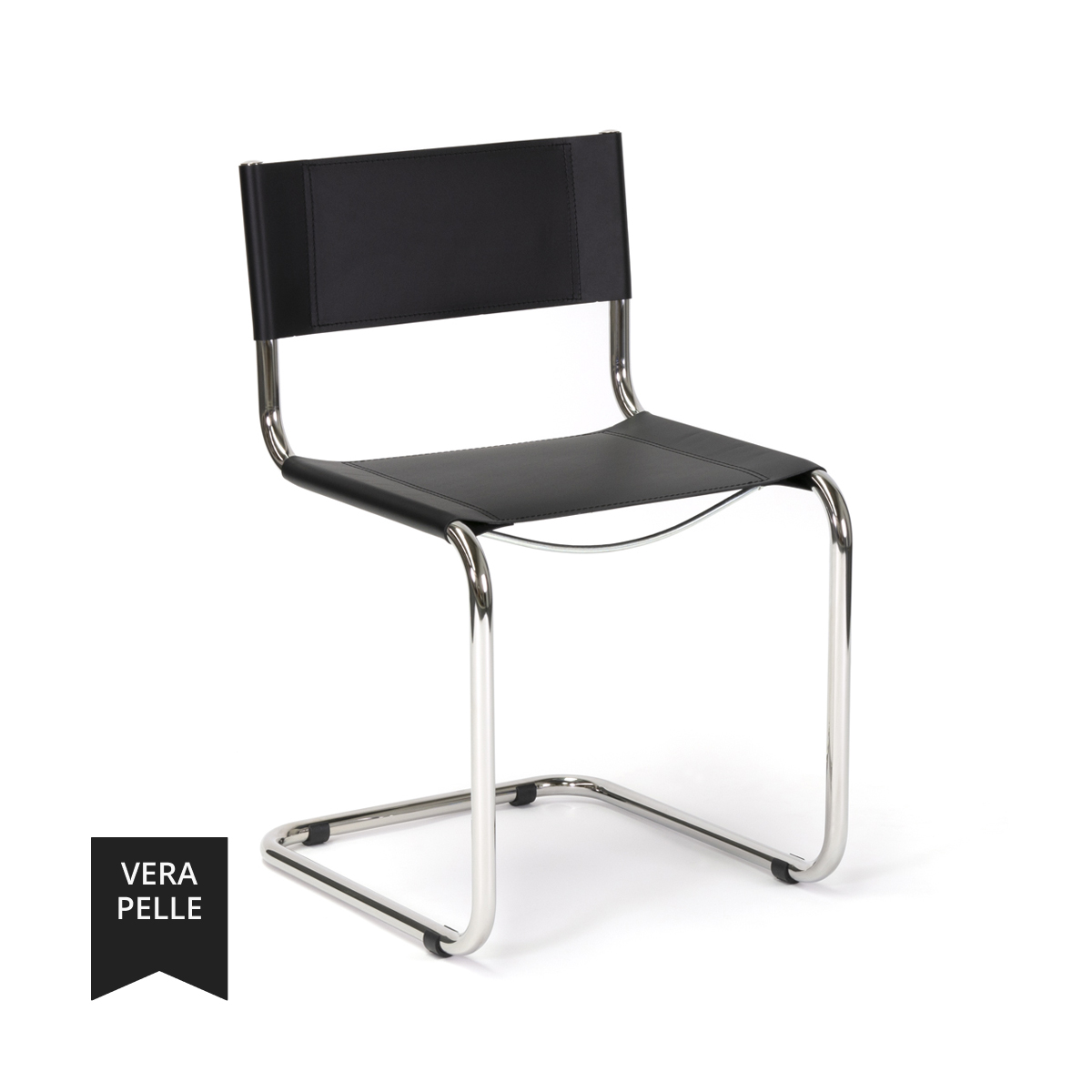 Sedia cantilever Sabry in pelle nera - Home Seat Home