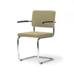 Sedia imbottita a sbalzo per cucina e soggiorno con braccioli - poltroncina imbottita Bidi-04  - tessuto